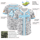 Custom White Gray-Sky Blue Geometric Cyber Starburst Authentic Baseball Jersey