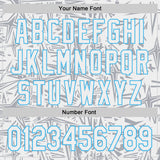 Custom White Gray-Sky Blue Geometric Cyber Starburst Authentic Baseball Jersey