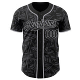 Custom Black Steel Gray-Gray Geometric Cyber Starburst Authentic Baseball Jersey