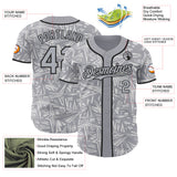 Custom Gray White-Black Geometric Cyber Starburst Authentic Baseball Jersey