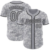 Custom Gray White-Black Geometric Cyber Starburst Authentic Baseball Jersey