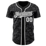 Custom Black White-Steel Gray Geometric Cyber Starburst Authentic Baseball Jersey