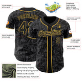 Custom Black Steel Gray-Old Gold Geometric Cyber Starburst Authentic Baseball Jersey