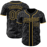Custom Black Steel Gray-Old Gold Geometric Cyber Starburst Authentic Baseball Jersey