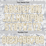 Custom White Gray-Old Gold Geometric Cyber Starburst Authentic Baseball Jersey