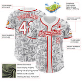 Custom White Gray-Red Geometric Cyber Starburst Authentic Baseball Jersey