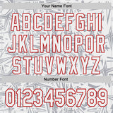 Custom White Gray-Red Geometric Cyber Starburst Authentic Baseball Jersey