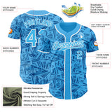 Custom Sky Blue Blue-White Geometric Cyber Starburst Authentic Baseball Jersey