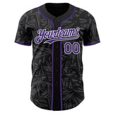Custom Black Purple Steel Gray-White Geometric Cyber Starburst Authentic Baseball Jersey