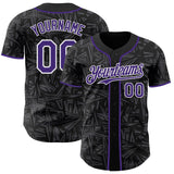 Custom Black Purple Steel Gray-White Geometric Cyber Starburst Authentic Baseball Jersey