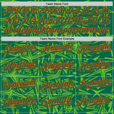 Custom Kelly Green Aurora Green-Orange Geometric Cyber Starburst Authentic Baseball Jersey