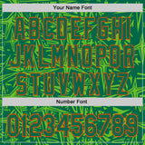 Custom Kelly Green Aurora Green-Orange Geometric Cyber Starburst Authentic Baseball Jersey