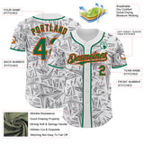 Custom White Kelly Green Gray-Orange Geometric Cyber Starburst Authentic Baseball Jersey