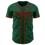 Custom Green-Red Geometric Cyber Starburst Authentic Baseball Jersey