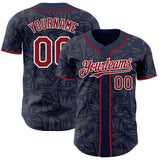 Custom Navy Crimson Steel Gray-Cream Geometric Cyber Starburst Authentic Baseball Jersey