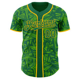 Custom Kelly Green Aurora Green-Gold Geometric Cyber Starburst Authentic Baseball Jersey