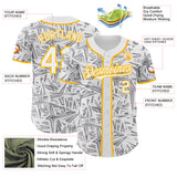 Custom White Gray-Gold Geometric Cyber Starburst Authentic Baseball Jersey