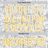 Custom White Gray-Gold Geometric Cyber Starburst Authentic Baseball Jersey