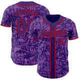 Custom Purple Medium Purple-Red Geometric Cyber Starburst Authentic Baseball Jersey