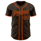 Custom Brown Black-Orange Geometric Cyber Starburst Authentic Baseball Jersey