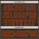 Custom Brown Black-Orange Geometric Cyber Starburst Authentic Baseball Jersey