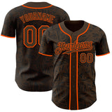 Custom Brown Black-Orange Geometric Cyber Starburst Authentic Baseball Jersey