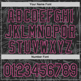 Custom Black Steel Gray-Pink Geometric Cyber Starburst Authentic Baseball Jersey