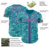 Custom Teal Ice Blue-Pink Geometric Cyber Starburst Authentic Baseball Jersey