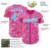 Custom Pink Sky Blue Light Pink-White Geometric Cyber Starburst Authentic Baseball Jersey