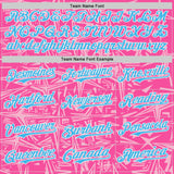 Custom Pink Sky Blue Light Pink-White Geometric Cyber Starburst Authentic Baseball Jersey