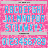 Custom Pink Sky Blue Light Pink-White Geometric Cyber Starburst Authentic Baseball Jersey