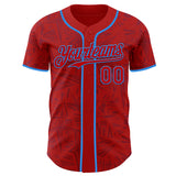 Custom Red-Electric Blue Geometric Cyber Starburst Authentic Baseball Jersey