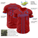 Custom Red-Electric Blue Geometric Cyber Starburst Authentic Baseball Jersey