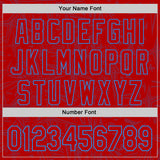 Custom Red-Electric Blue Geometric Cyber Starburst Authentic Baseball Jersey