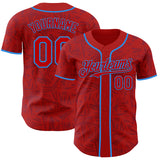 Custom Red-Electric Blue Geometric Cyber Starburst Authentic Baseball Jersey