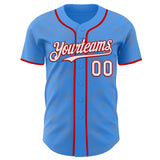 Custom Electric Blue White Gray-Red Geometric Cyber Starburst Authentic Baseball Jersey