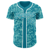 Custom Teal Ice Blue-White Geometric Cyber Starburst Authentic Baseball Jersey