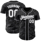 Custom Black White Steel Gray-Gray Geometric Cyber Starburst Authentic Baseball Jersey