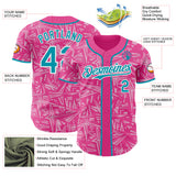 Custom Pink Teal Light Pink-White Geometric Cyber Starburst Authentic Baseball Jersey