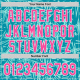 Custom Teal Pink Ice Blue-White Geometric Cyber Starburst Authentic Baseball Jersey