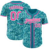 Custom Teal Pink Ice Blue-White Geometric Cyber Starburst Authentic Baseball Jersey