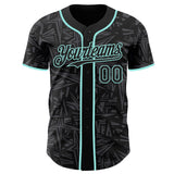 Custom Black Steel Gray-Ice Blue Geometric Cyber Starburst Authentic Baseball Jersey