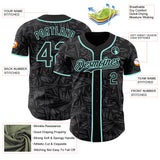 Custom Black Steel Gray-Ice Blue Geometric Cyber Starburst Authentic Baseball Jersey