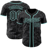 Custom Black Steel Gray-Ice Blue Geometric Cyber Starburst Authentic Baseball Jersey