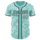 Custom Ice Blue White-Black Geometric Cyber Starburst Authentic Baseball Jersey
