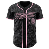 Custom Black Steel Gray-Light Pink Geometric Cyber Starburst Authentic Baseball Jersey