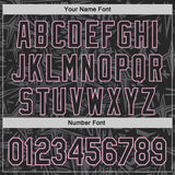 Custom Black Steel Gray-Light Pink Geometric Cyber Starburst Authentic Baseball Jersey