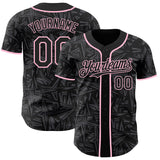Custom Black Steel Gray-Light Pink Geometric Cyber Starburst Authentic Baseball Jersey