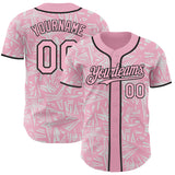 Custom Light Pink White-Black Geometric Cyber Starburst Authentic Baseball Jersey