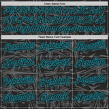 Custom Black Steel Gray-Teal Geometric Cyber Starburst Authentic Baseball Jersey